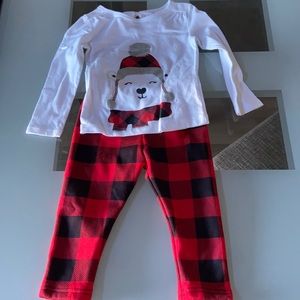 Carter’s matching shirt and fleece lined pants.